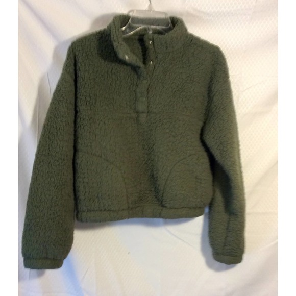 Wild Fable Sherpa Cropped Jacket in Olive green Women size XS - Picture 6 of 10